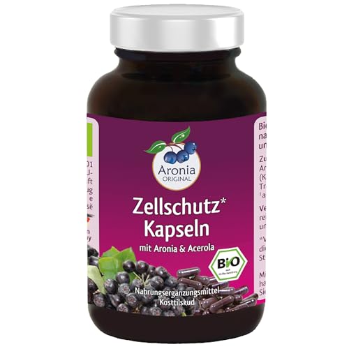 Aronia ORIGINAL Bio Zellschutz Kapseln mit natürlichem Vitamin C, aus Aronia und Acerola - antioxidantien- 120 vegan Kapseln mit Polyphenolen - Aus Aroniabeeren Pulver und Acerolakirsche