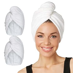 Turbie Twist Microfiber Hair Towel Wrap for Women and Men | 2 Pack | Bathroom Essential Accessories | Quick Dry Hair…