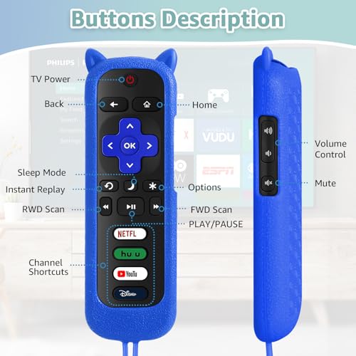 Image of (2+2 Packs) Replacement for Roku TV Remote with Silicone Cover, Universal Remote for TCL /Hisense /Onn /Westinghouse /Philips Roku Smart TVs (Not for Roku Stick /Box)
