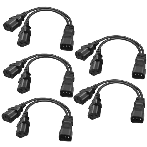 (5Packs) c14 to 2X c13 y Splitter Power Cord(1ft/30cm),C14 Splitter,Power Cable UPS Server Y Splitter