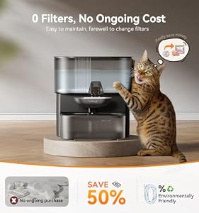 Wireless Cat Water Fountain No Filters, Wastewater Separation, FEELNEEDY Stainless Steel Bowl, 3.5L Pet Water Fountain for Cats & Dogs Dispenser, Black — photo 3 of 6