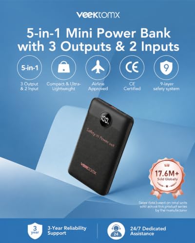 Banco de energía de carga rápida 10000mAh USB C compacto para móviles 2