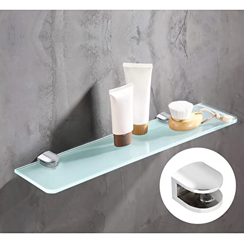 Bokwin 4 Pcs Glass Shelf Support, Adjustable Frameless Rectangle Glass Shelf Bracket Holder Zinc Alloy Heavy Duty Clip Clamp For 8-10Mm Thick，Polished Chrome #TOP6