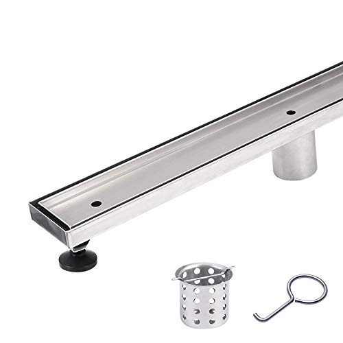 HomGif 24 Inch Linear Shower Floor Drain Tile Insert for Bathroom Kitchen SUS