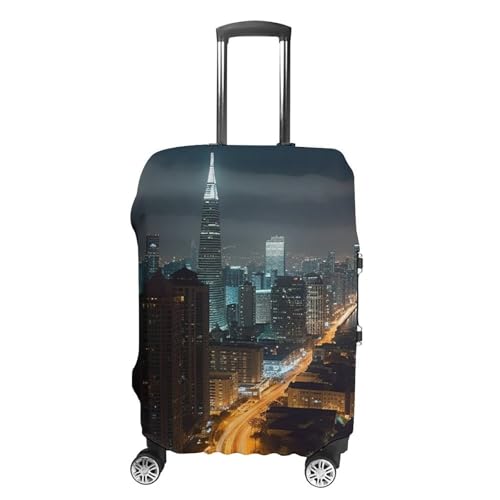 Travel Luggage Cover Elastic Suitcase Protector Anti-Scratch Washable Beautiful City Night View Luggage Sleeve Tsa Approved Carry on Covers Baggage Cover Fits 18-32 Inch Luggages
