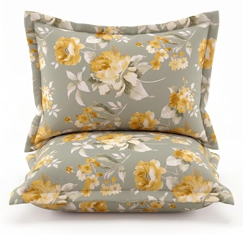 Image of HOMEKART Floral Printed King Size Cotton Bedsheet with 2 Pillow Covers | Luxury Double Bed Bedding Set 86x88 Inches | Ultra Soft, Breathable & Wrinkle Resistant & Home Decor (Pastel Sage Green)