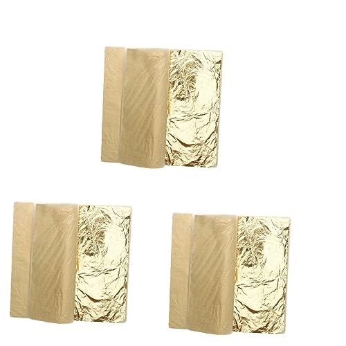 SEWACC 3sets Leaf Foil Paper 5.5 Inch Imitation Leaf Sheets for Art Projects Decor Craft Supplies Metalic Finish 100sheets*3