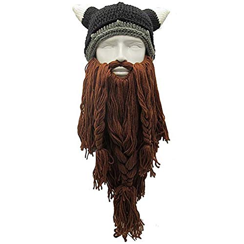 Creative Barbarian Knit Beard Hat Funny Knit Hat Wig Beanie Hat Beard Facemask #TOP1