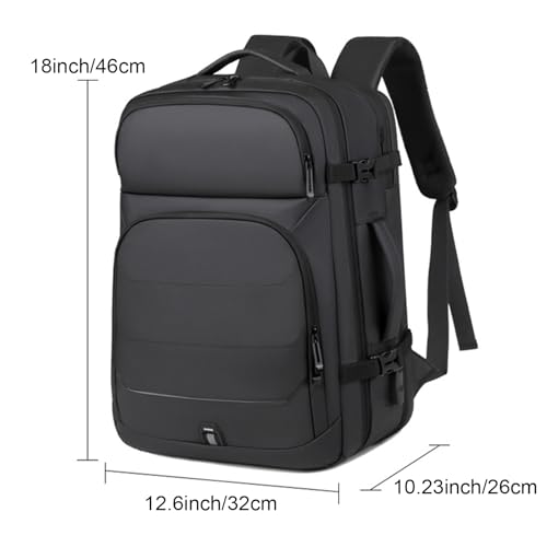 Wesoke Large Travel Backpack 17 Inch Laptop Backpack for Men Women, Big Carry on Backpack Expandable Luggage Suitcase Rucksack Casual Daypack with USB Port for Weekender Business Hiking, Black2