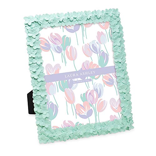 Image of Laura Ashley 8x10 Mint Green Flower Textured Picture Frame w /Easel