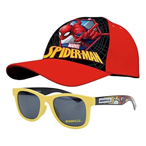 HOVUK 2Pcs Set of Spiderman Kids Sunglasses Plastic and Adjustable Baseball Cap Cotton, Sun Rays Protection Summer Accessories for Kids Boys Ages 3-7 Years Cover
