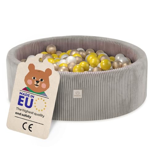 MISIOO Bällebad mit Schaumstoff-Füllung - 90x30cm - 200 Bälle - Hochwertige Bällebad Bälle für Kinder - Weiches und Sicheres Spielzeug - Waschbar