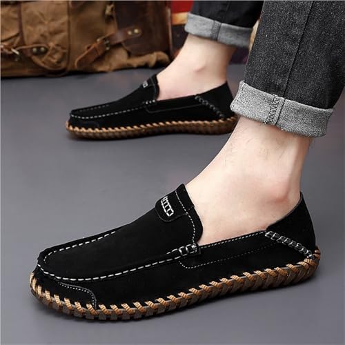 Mens Loafers Shoe Round Toe Nubuck Leather Loafer Shoes Flexible Lightweight Anti-Slip Party Slip-on3