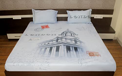 Image of Double Size Bedsheet with 2 Pillow /Takiya Covers Flat Sheet with 2 Pillow Cover - Digital Print 2