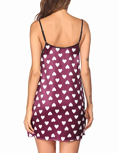 Ekouaer Nightgown For Women Sexy Sleepwear Soft Sleeveless Sleepshirt Short Chmiese Satin Nightie(Purple Love,Small) #TOP3