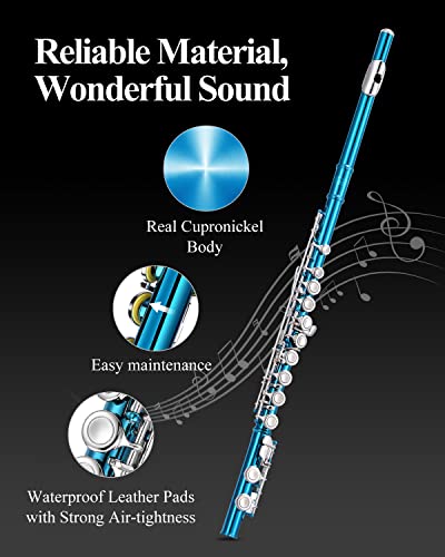 Image of Eastar 16-Key Closed Hole C Flute Kids Beginner, Sky Blue Full Kit, EFL-1SB