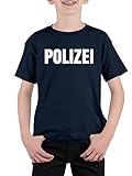 Shirt-Panda Polizei T-Shirt Kinder - Polizist Shirt für Kids - Polizeishirt Jungen und Mädchen - Police Kindershirt Dunkelblau 140