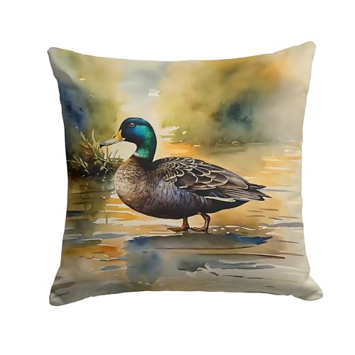 Caroline's Treasures American Black Duck Throw Pillow Machine Washable, Indoor Outdoor Decorative Pillow for Couch, Bed or Patio, 14Hx14W