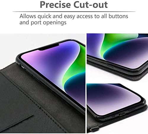DN-Technology iPhone 14 Plus Case, Premium Leather iPhone 14 Plus Wallet Case Folding Flip Folio Phone Cover with Card Holder Slots TPU Inner Shell For iPhone 14 Plus 6.7 Inch (BLACK)