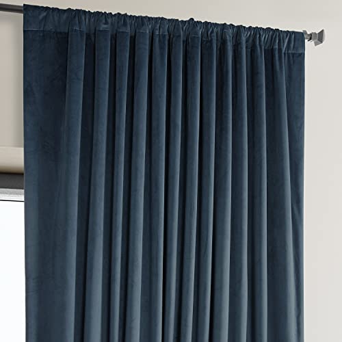 Image of HPD Half Price Drapes Signature Plush Extra Wide Velvet Blackout Curtains for Bedroom (1 Panel),100W X 108L Hotel Black Out Curtains for Living Room, Thermal Insulated Curtains, Varsity Blue
