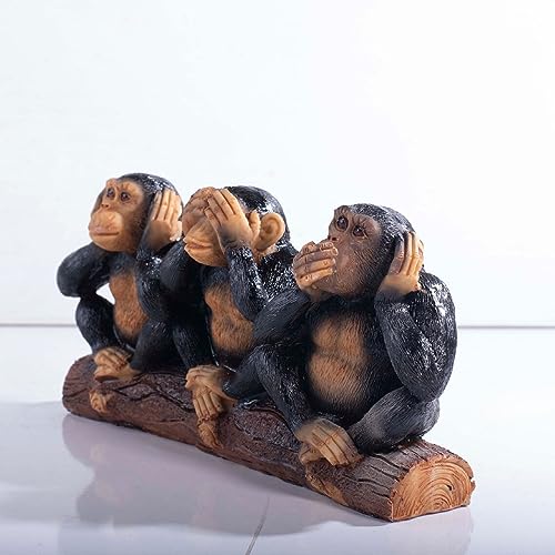 Image of AUGEN Polyresin Three Wise Monkeys Statue Showpiece for Home Decor Decoration and Gifting (6772A4, 23.5cm)