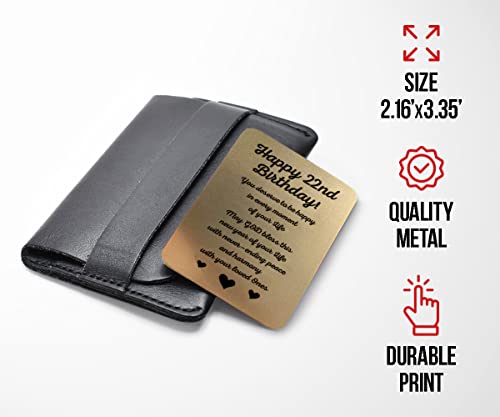 Paintio 22nd Birthday Card Aluminum - 22nd Birthday Gift Idea - Metal Wallet Insert Card - Birthday Cards for Women or Men - 22 Birthday Gift for Him or Her - Anniversary Card for Her or Him2