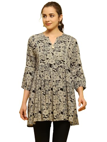 Image of Shree Women Liva (Rayon) White Floral Print Kurta