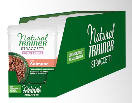 Natural Trainer Straccetti Cibo Umido per Gattini - Bocconcini in salsa con Salmone 28 x 70g