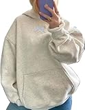 Embroidery Hoodies Women Cute Bowknot Graphic Preppy Pullover for Teen Girl Oversized Long Sleeve Hood Sweatshirt Y2k Hoodies Retro Aesthetics Pullover Tops Blue M