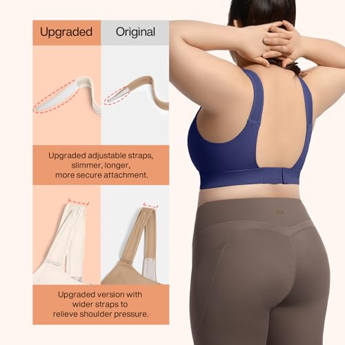 Image of High Impact Sports Bras for Women Adjustable Zip Front Plus Size Workout Bra Full Coverage Removable Padded Running