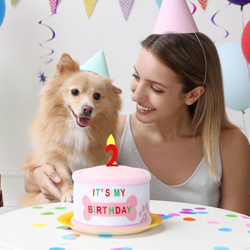 Juguete Peluche Pastel Cumpleaños Perro Número 2 Rosado miniatura 5