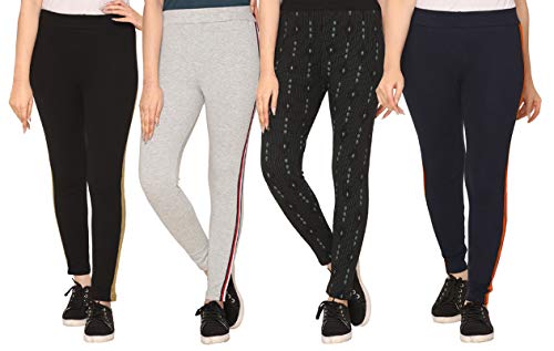 Image of SHAUN Women Free Size (Waist Size-26-34 inch) Stretchable Jegging (Length 37-39 inch Pack of 4)