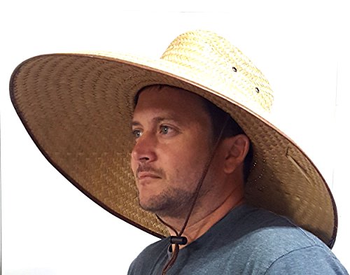 Double Weaved Hard Shell Shade Hat Large Fit Wide Brim Straw Hat Tan