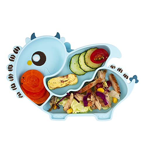 Qshare Assiettes à Ventouse en Silicone pour Bébés,Antidérapant Vaisselle et Bol pour Enfants,convient pour chaise haute, sans BPA, passe au lave-vaisselle et au micro-ondes, pour les tout-petits Cover