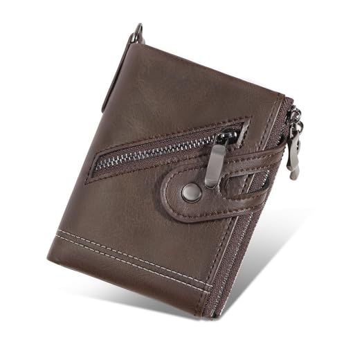 Stylish Men Short Wallet Blocking PU Leather Coin Purse Convenient for Various (Coffee)4