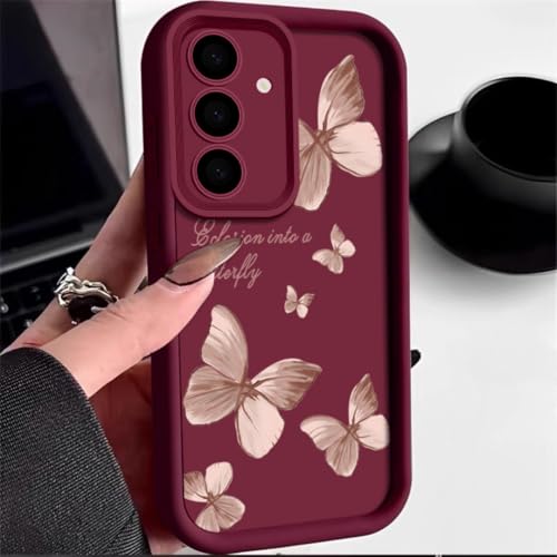Coque S22 Ultra papillon doré rouge vin pour sublimer vos soirées et votre quotidien
