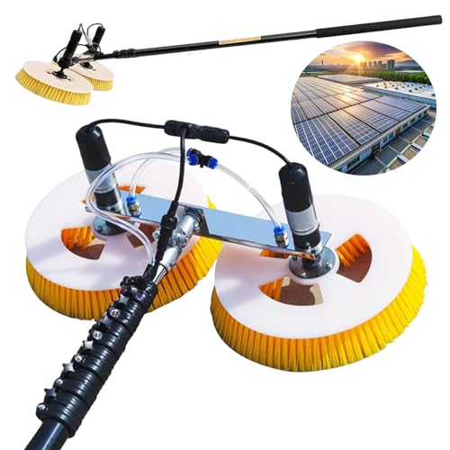 Sunseota Solar Panel Cleaning Rotating Brush,Solar Panel Cleaning kit, Photovoltaic and Solar Panels Water Fed Brush Electric Spin Scrubber for Window Glass,Solar Panel Lithiumbattery-5.5M