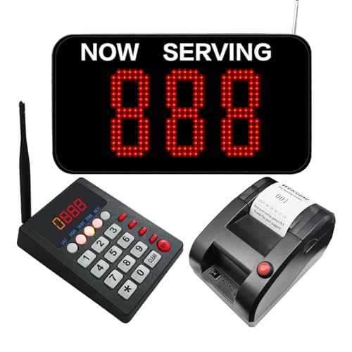 Take a Number System Queue Calling System Queue Management System with Thermal Printer for Medical Clinic Restaurant Hospital Bank Waiting for Haunted House (1 keypad 1 Display 1 Printer)