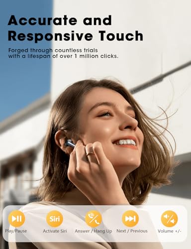Image of Wireless Earbuds Bluetooth 5.3 Ear Buds, Hi-Fi Stereo Bass Ear Buds with 48H Playtime & LED Display, Lightweight in-Ear Headphones with Mic, IPX7 Waterproof, Touch Control for iPhone SilverPurple