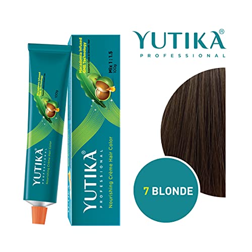 Image of Yuthika Professional Creme Hair Colour 100% Grey Coverage, Blonde Permanent Hair Colour with Macadamia Infused QME Technology, Salon-like Finish, 100gm