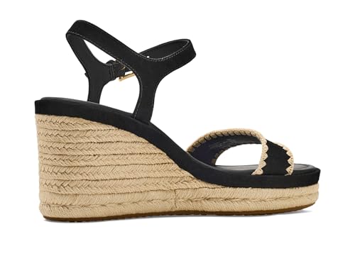 Cole Haan Cole Haan Women's Cloudfeel Asbury Espadrille Wedge Sandals, Black Suede/Raffia, 7.5-B US