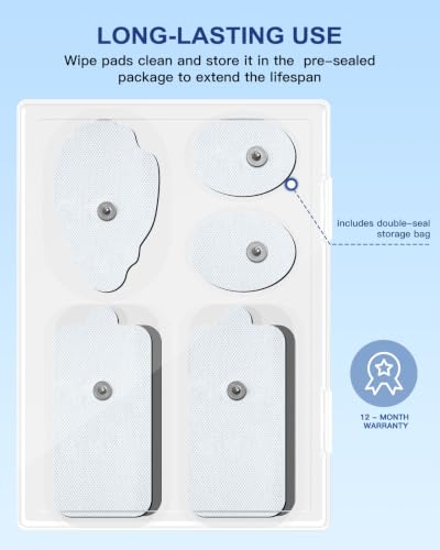 Image of 20 Pack Large TENS Unit Replacement Electrode Pads, White