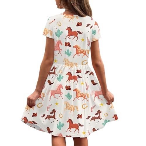 Image of Short Sleeve Dress for Girls with Pockets Cute Toddler Girl Clothes Summer 2-12