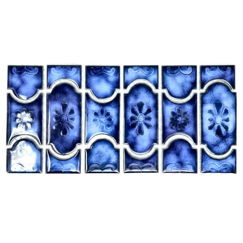 Tenedos Marble Royal Blue Glossy Porcelain Mosaic Tile on 6x12 Mesh for Pool Bathroom Shower Kitchen Backsplash Accent Wall (1 Sheet)