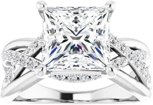 Princess Cut Moissanite Engagement Ring, 1CT-5CT, Vintage Halo Style 10k 14k 18k Gold & 925 Sterling Silver Anniversary Propose Gift For Women2