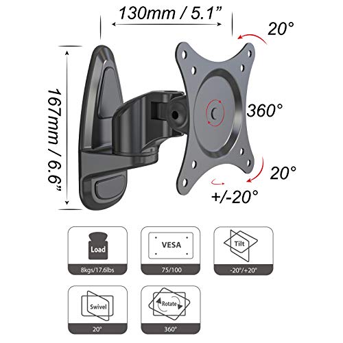 Support Moniteur Mural Fixation Murale Support Pour Ecran PC HFTEK HF17B Robuste - 6