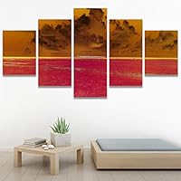 SIGNWIN 5 Panel Canvas Wall Art Modern Art Beach Coastal Expressive Global Multicolor Photography for Home Decorations Ready to Hang - 60