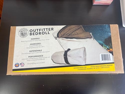 Outfitter Bedroll; Premium 15oz. Grade A Cotton Canvas Cowboy Style Bedroll, Color Natural, Sobredimensionado para Máximo Espacio para Dormir; Cremalleras Dobles YKK para Durabilidad para Todas las Estaciones miniatura 6