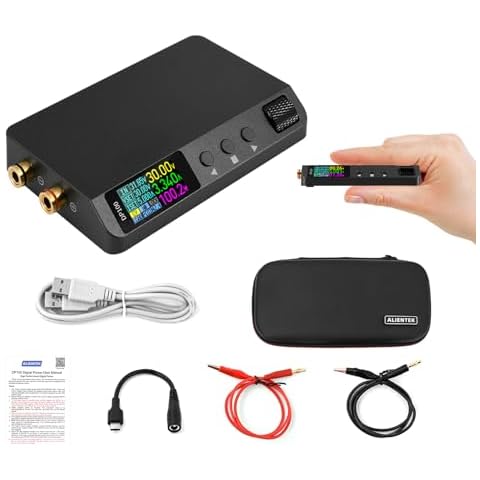 ALIENTEK Adjustable Power Supply,DP100 Bench Power Supply Variable 100W 30V 5A lab DC Power Supply,High Precision Regulated Digits Display Mini Portable Bench Power Voltage Regulator Switch Cover