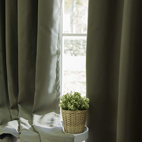 Best Home Fashion Basic Thermal Insulated Blackout Curtains - Antique Bronze Grommet Top - Olive - 52" W X 63" L – No Tie Backs (Set Of 2 Panels) #TOP2